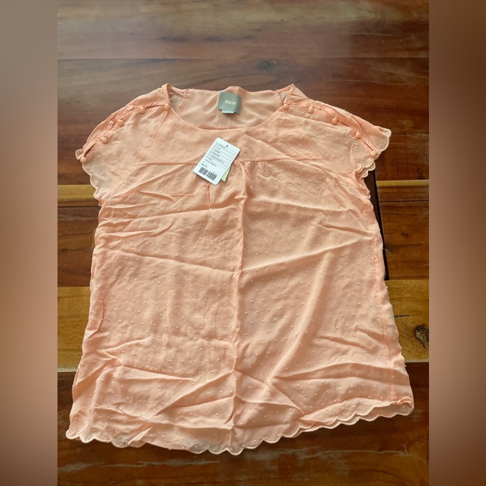 Anthropologie Maeve Peach Button-Detail Top
